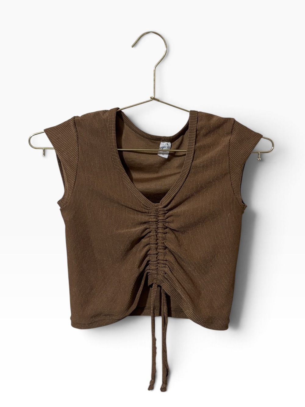 Brown Ruched Front Crop Top Size XS